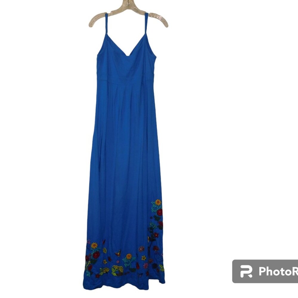 Johnny Was JW Los Angeles Embroidered Butterfly & Flowers Maxi Dress Size Large - Picture 8 of 12